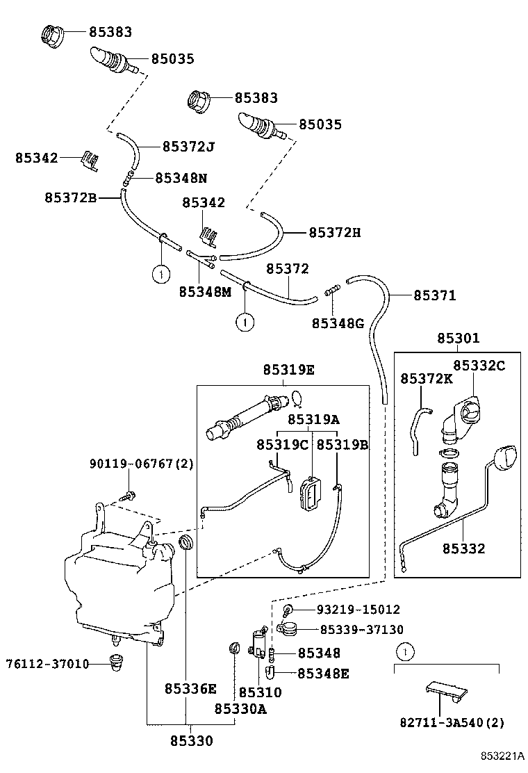 85315-37130 JAR ASSY, WINDSHIELD WASHER product image