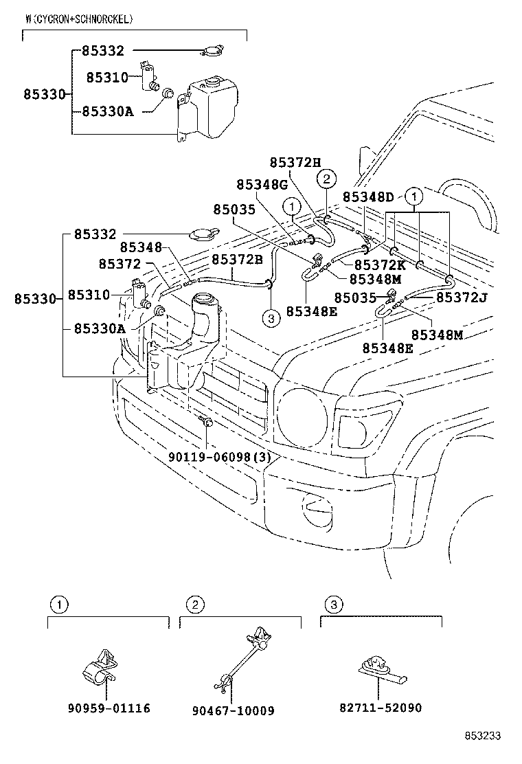 85330-60200 MOTOR AND PUMP ASSY, WINDSHIELD WASHER product image