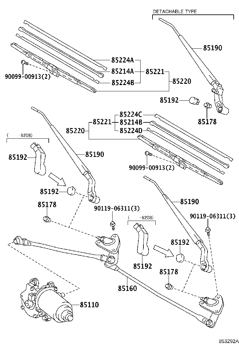 85110-60180 MOTOR ASSY, WINDSHIELD WIPER product image