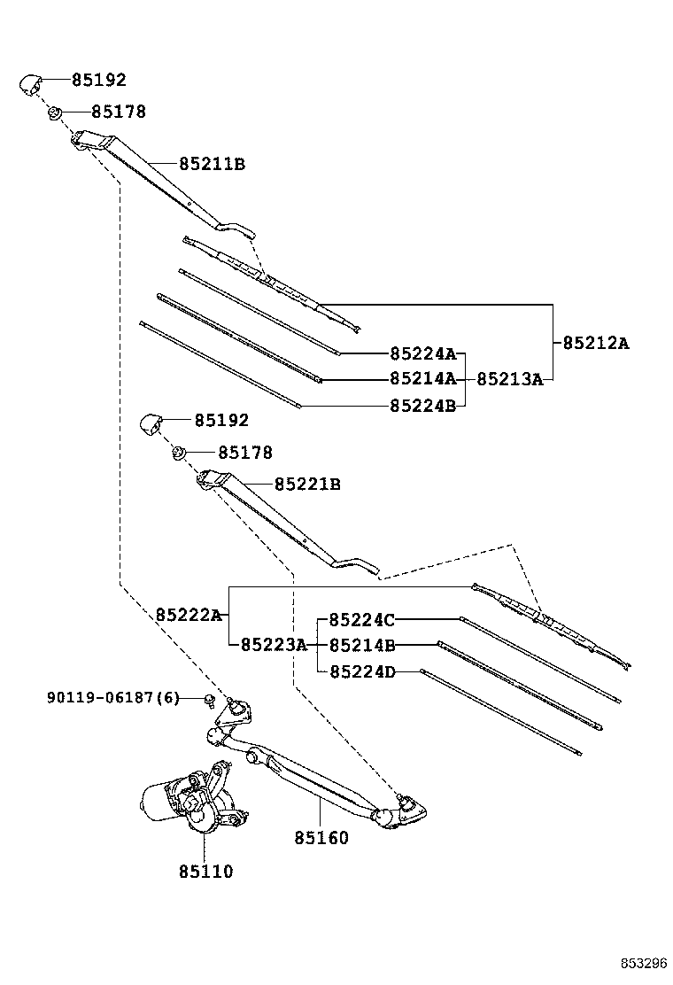85214-60060 RUBBER, WIPER, RH product image