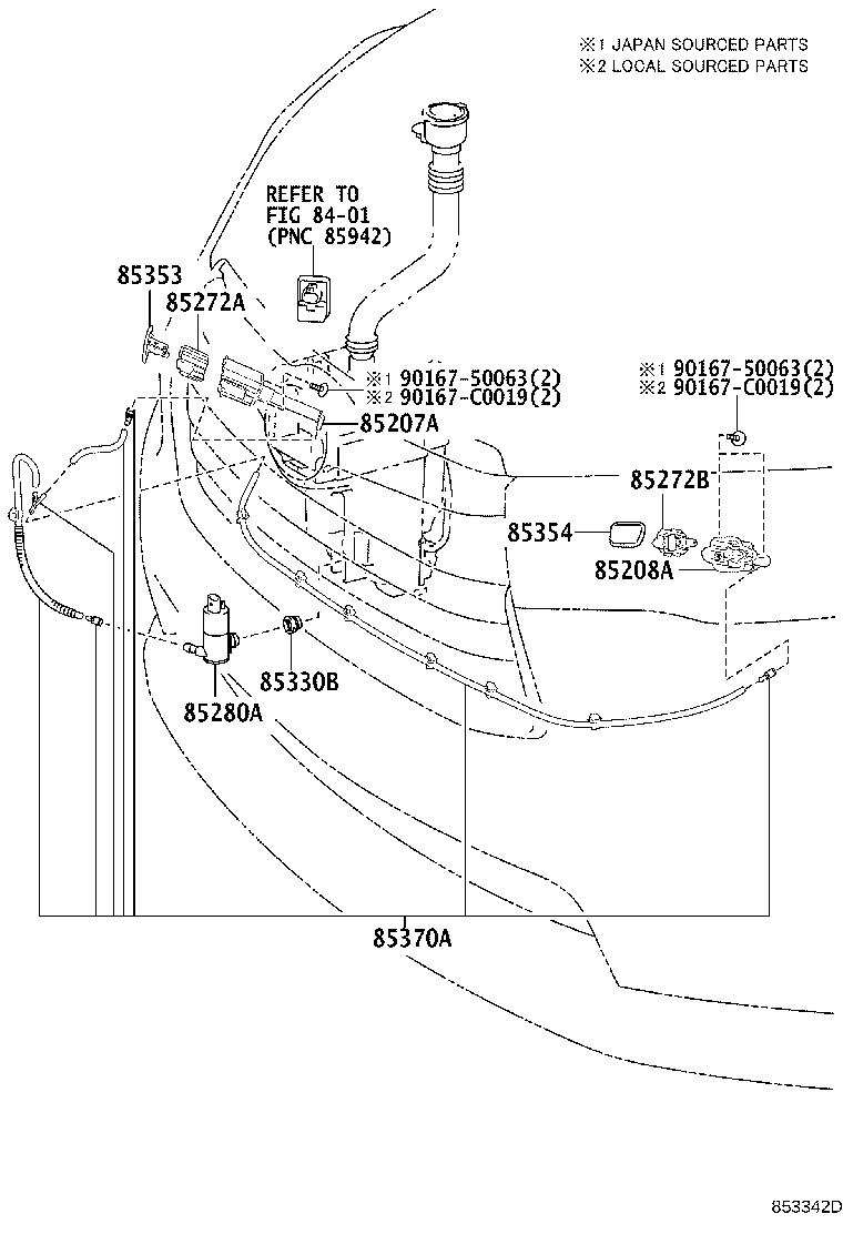 85208-0E030 ACTUATOR SUB-ASSY, HEADLAMP WASHER, LH product image