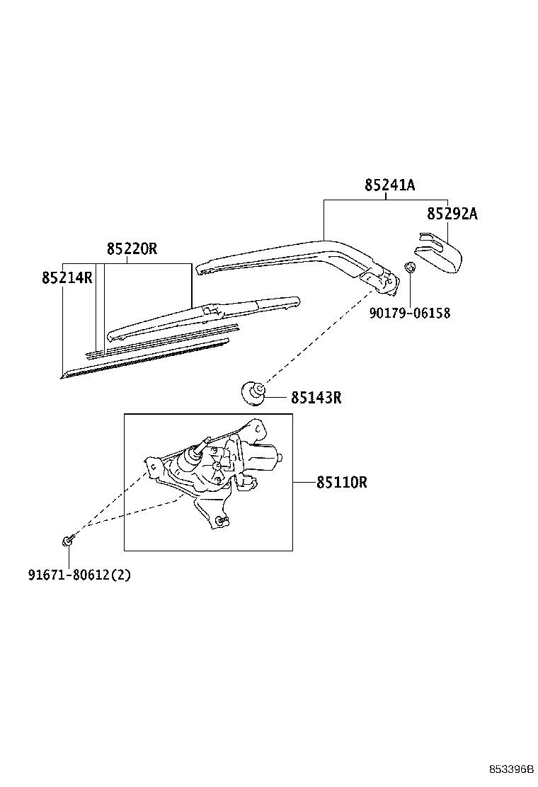 85242-52100 BLADE ASSY, REAR WIPER product image