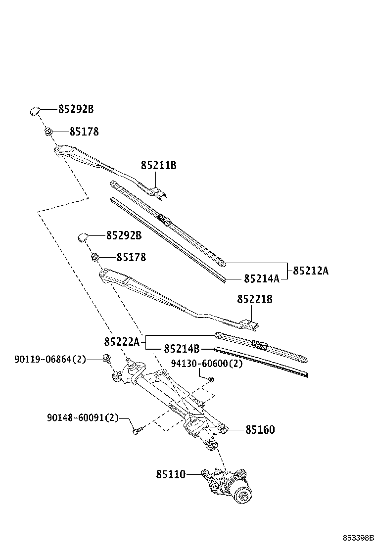 85214-10140 RUBBER, WIPER, RH product image
