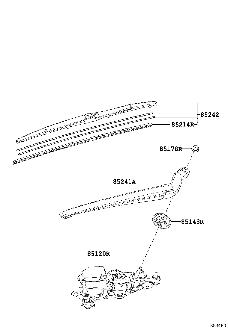 85130-48080 MOTOR AND BRACKET ASSY, REAR WIPER product image