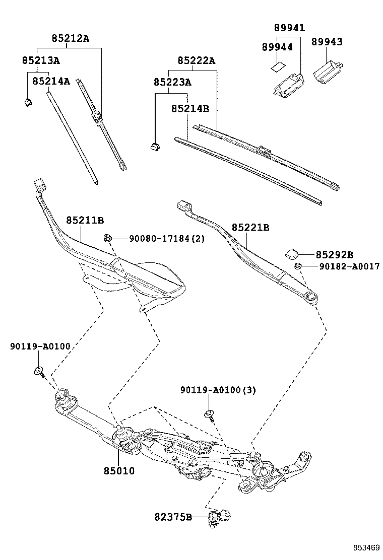 85214-0E170 RUBBER, WIPER, RH product image