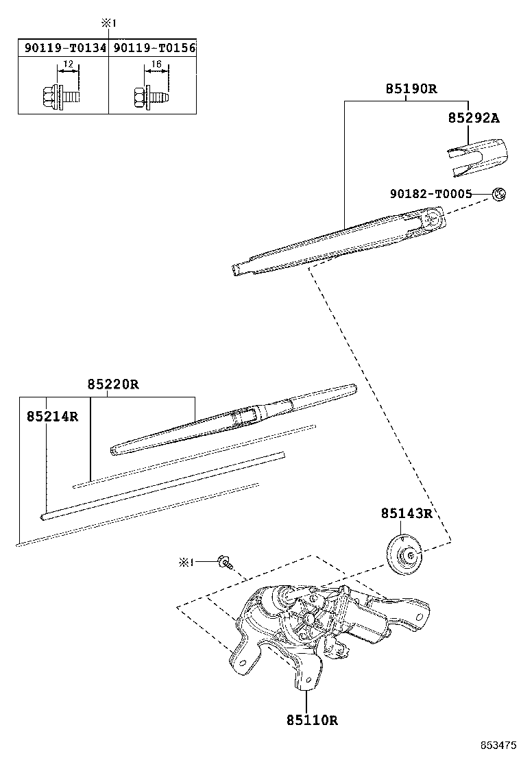 85130-0K050 MOTOR ASSY, REAR WIPER product image