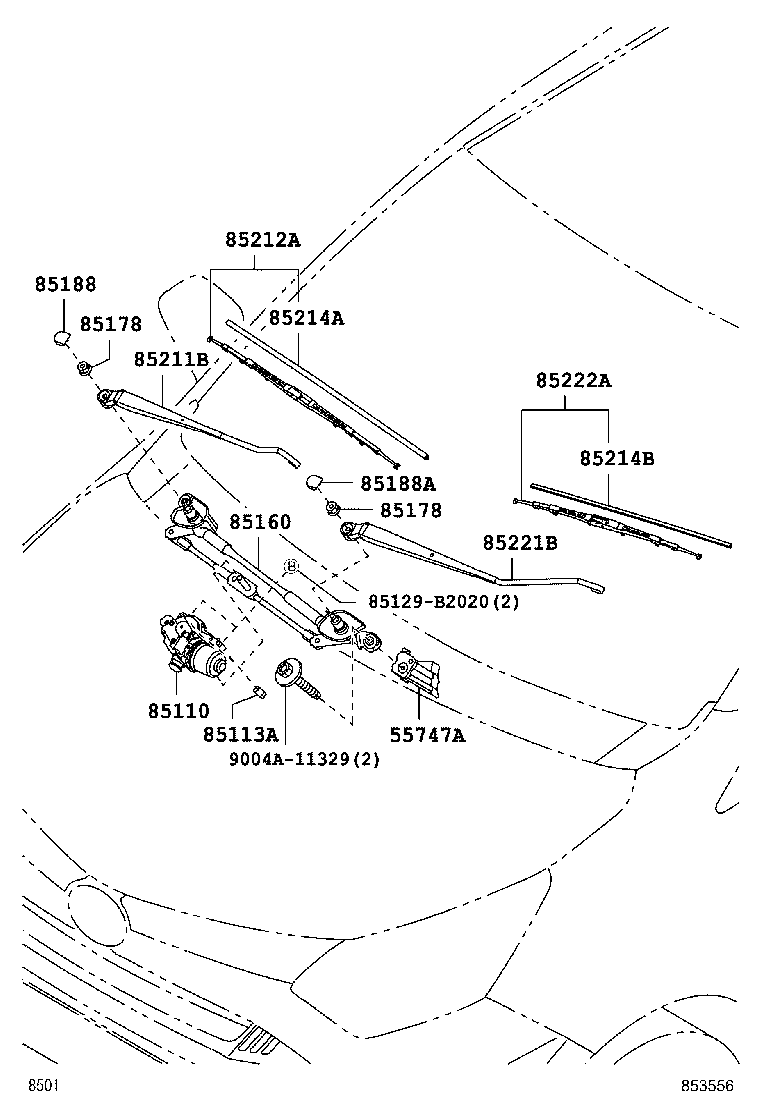 85150-BZ280 LINK ASSY, WINDSHIELD WIPER product image