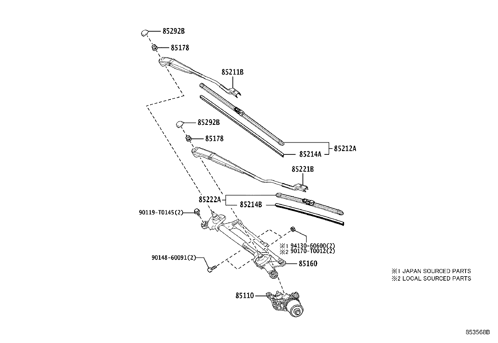 85214-0D190 RUBBER, WIPER, RH product image