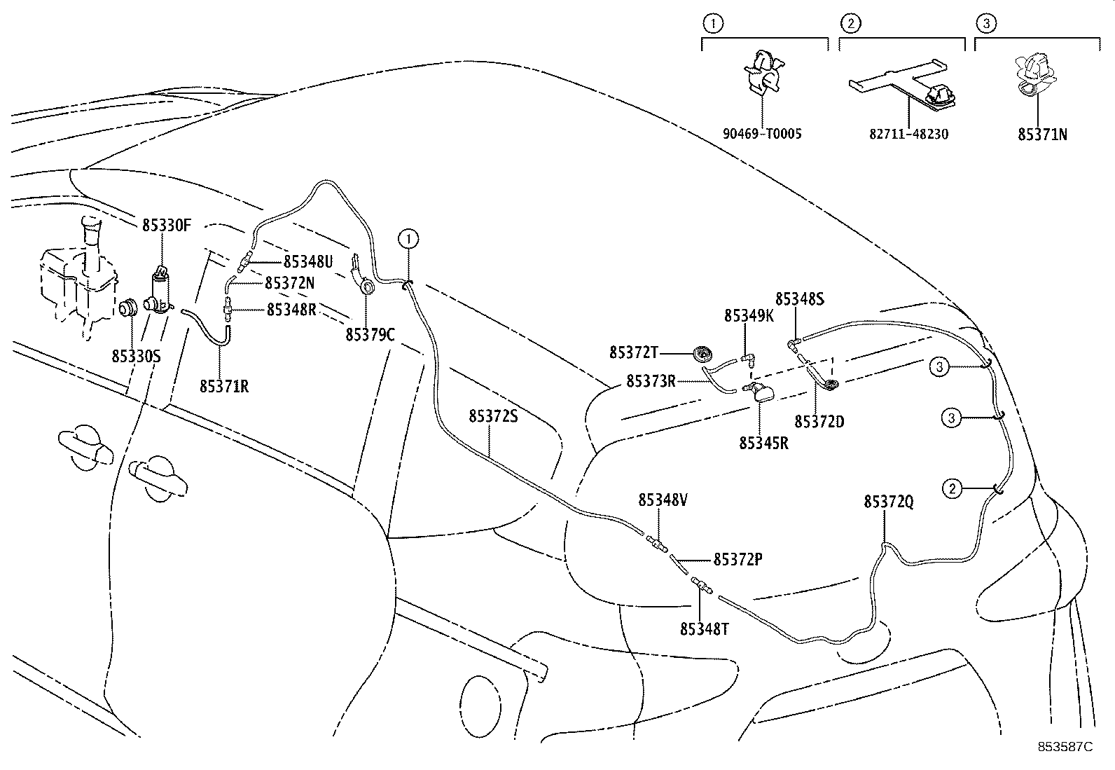 85391-0D100 NOZZLE, REAR WASHER product image