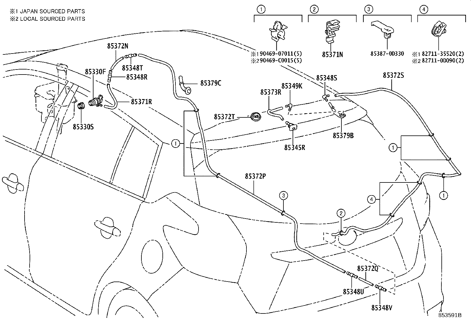 85377-0E160 JOINT, REAR WASHER ELBOW, NO.1 product image