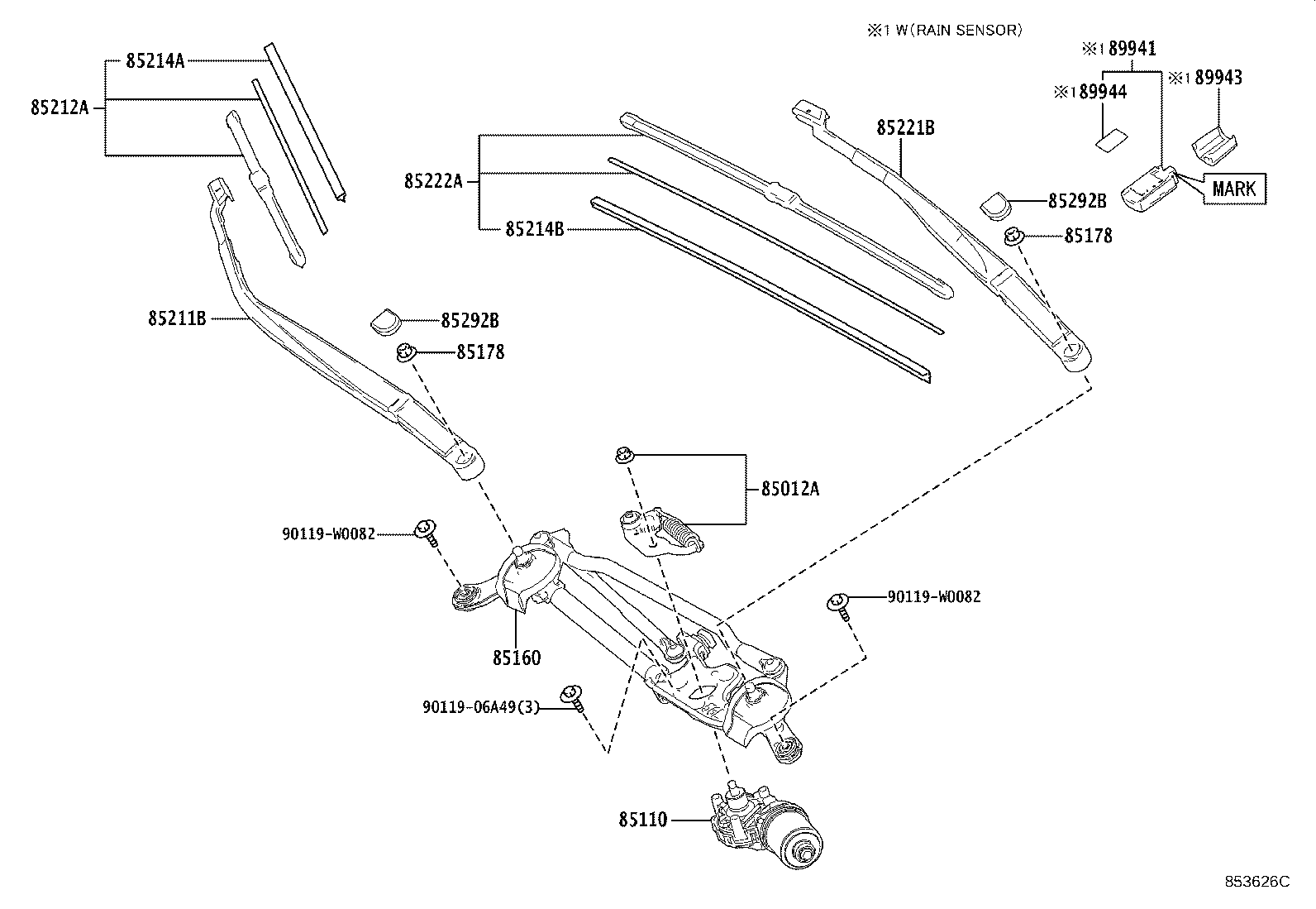 85222-F4030 BLADE, FR WIPER, LH product image