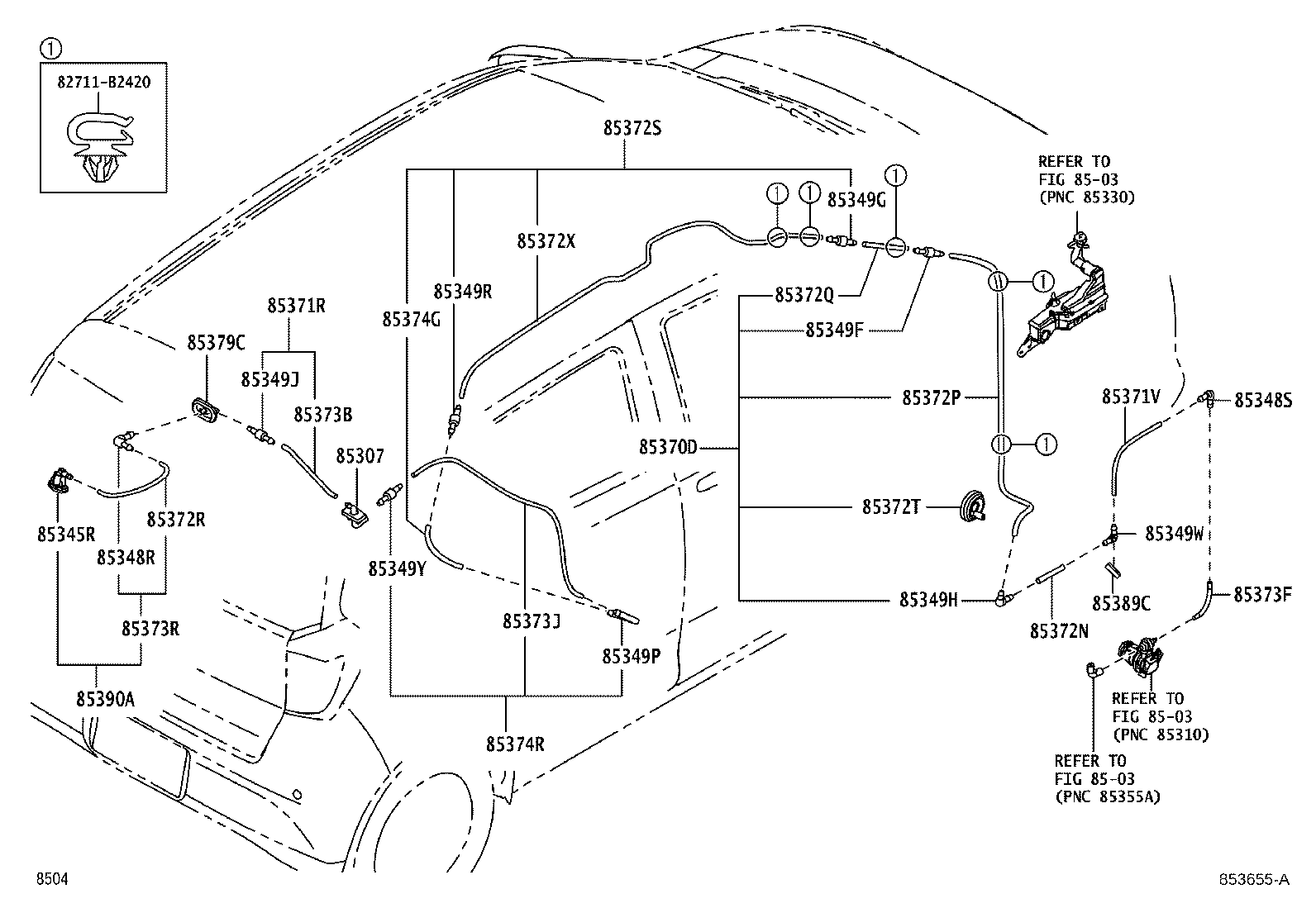 85370-B2J90 HOSE, REAR WASHER (FROM JOINT TO JOINT), NO.4 product image