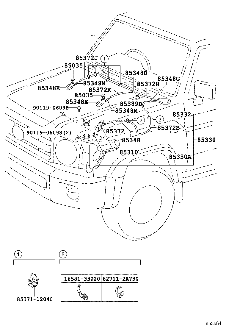 85330-60200 MOTOR AND PUMP ASSY, WINDSHIELD WASHER product image