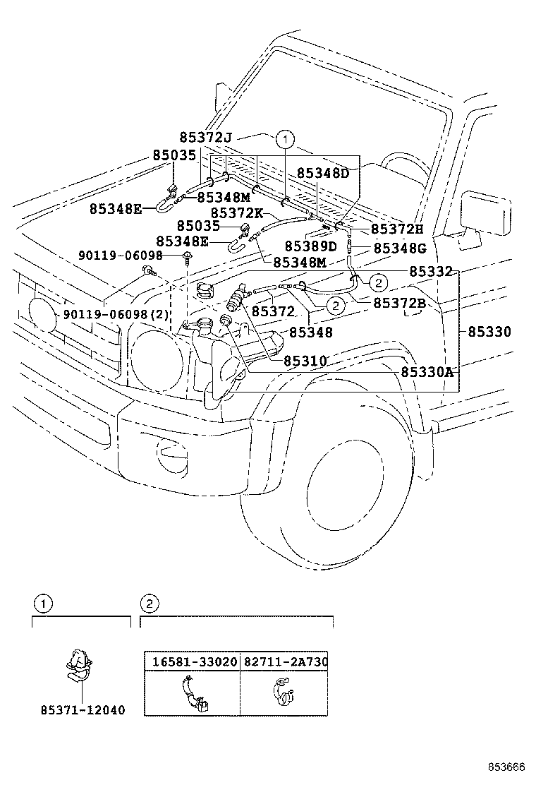 85330-60200 MOTOR AND PUMP ASSY, WINDSHIELD WASHER product image