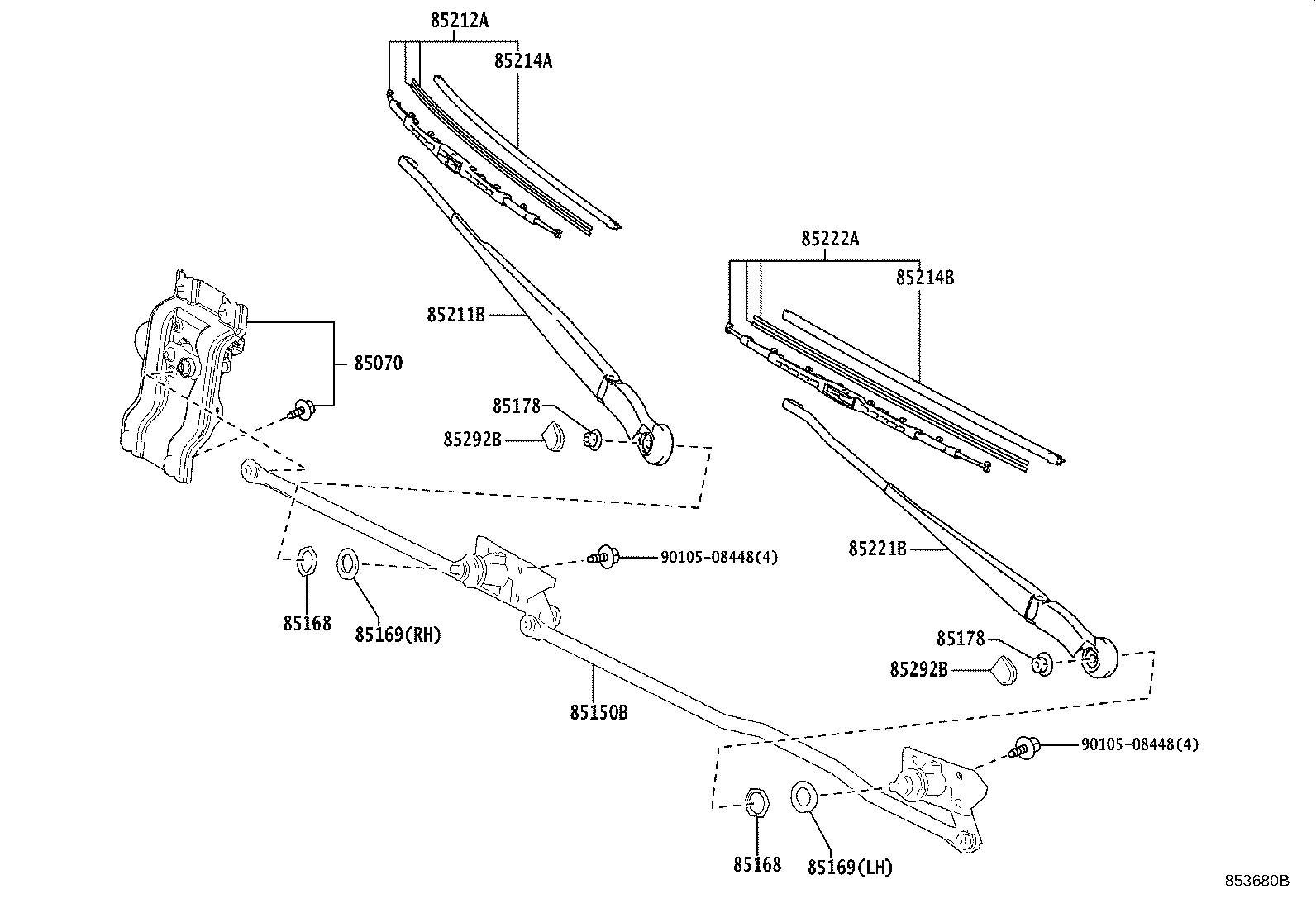 85113-36010 NUT, WINDSHIELD WIPER LINK PIVOT product image