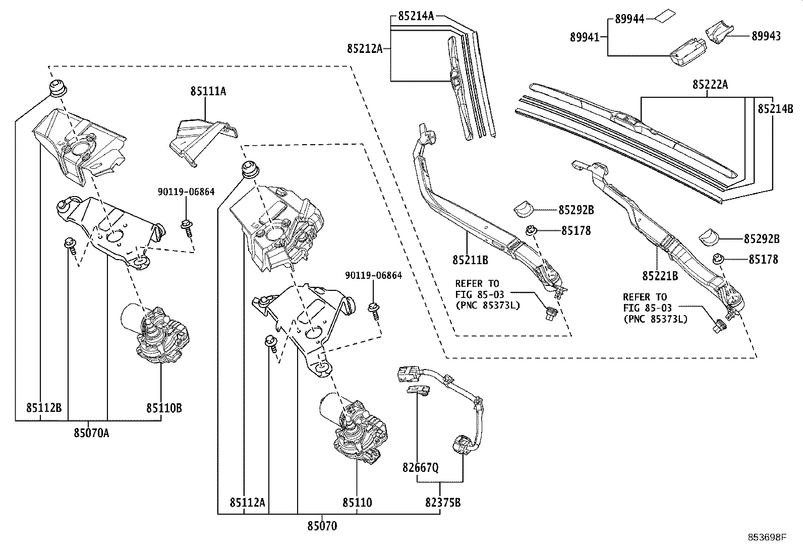85070-11030 MOTOR & BRACKET ASSY, FRONT WIPER product image
