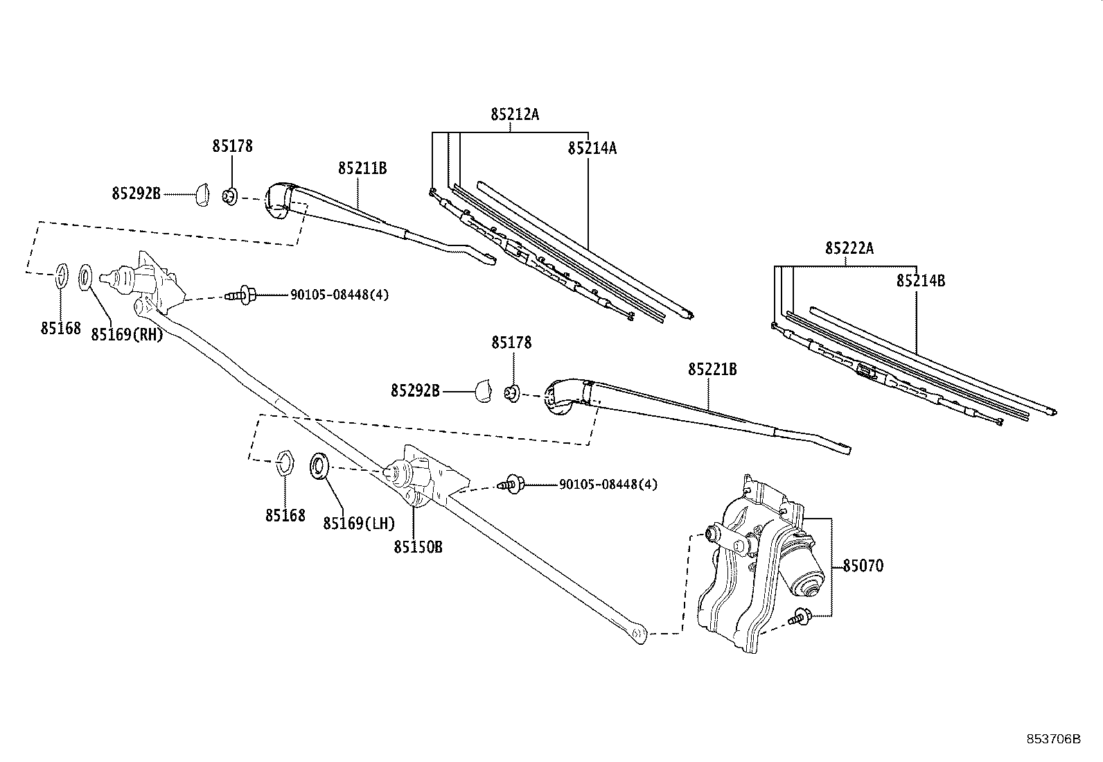 85113-36010 NUT, WINDSHIELD WIPER LINK PIVOT product image