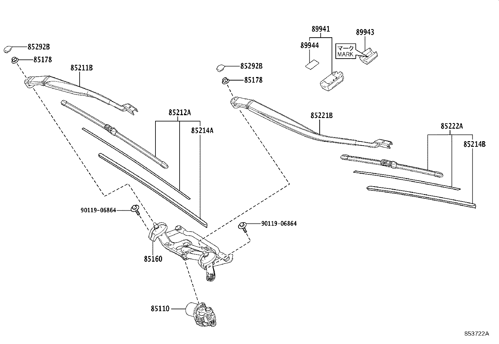 85212-10190 BLADE, FR WIPER, RH product image
