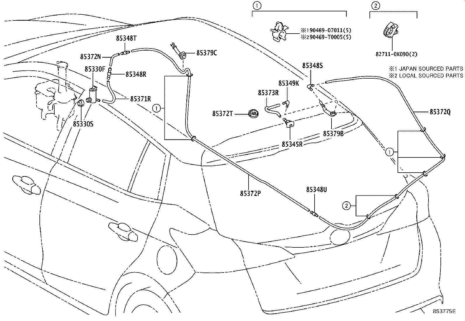 85330-0D201 MOTOR & PUMP ASSY, RR WASHER product image