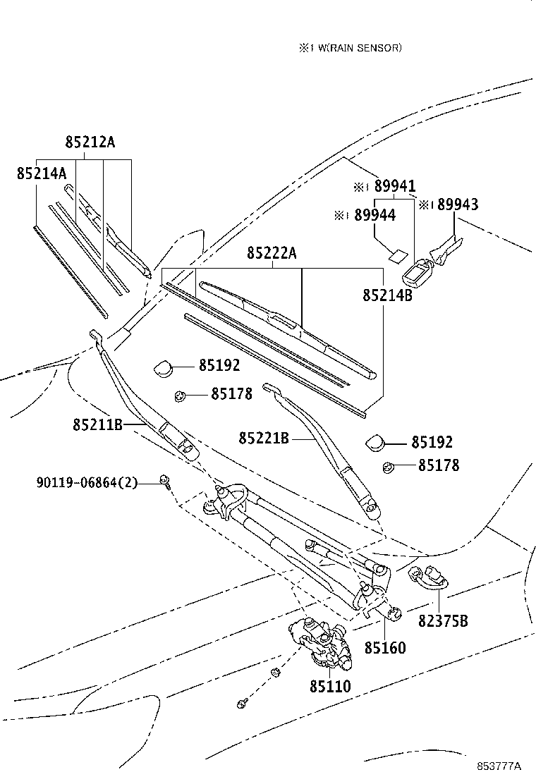 85110-60540 MOTOR ASSY, WINDSHIELD WIPER product image