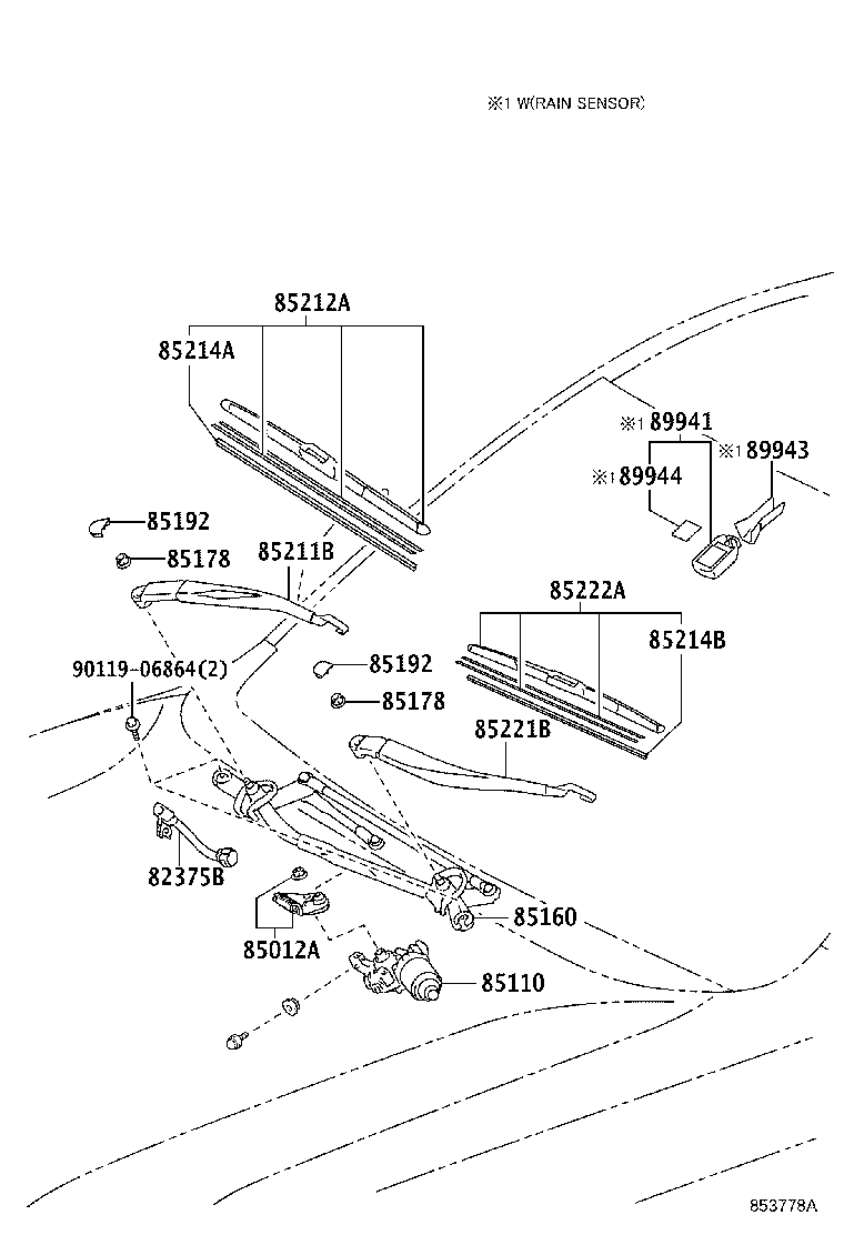 85110-52721 MOTOR ASSY, WINDSHIELD WIPER product image
