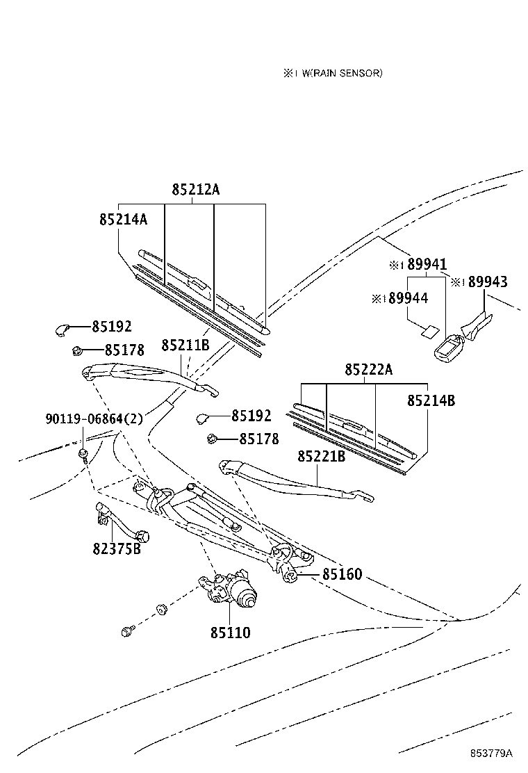 85110-60540 MOTOR ASSY, WINDSHIELD WIPER product image