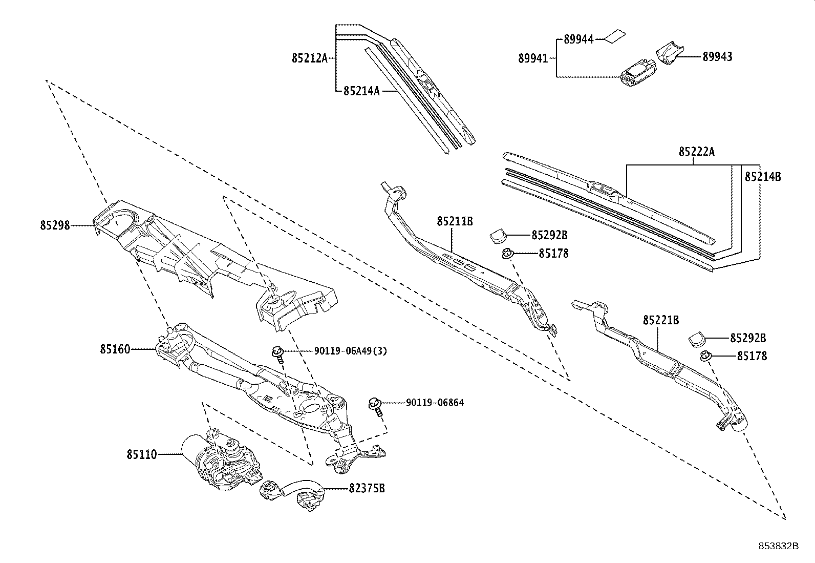 85214-11010 RUBBER, WIPER, RH product image