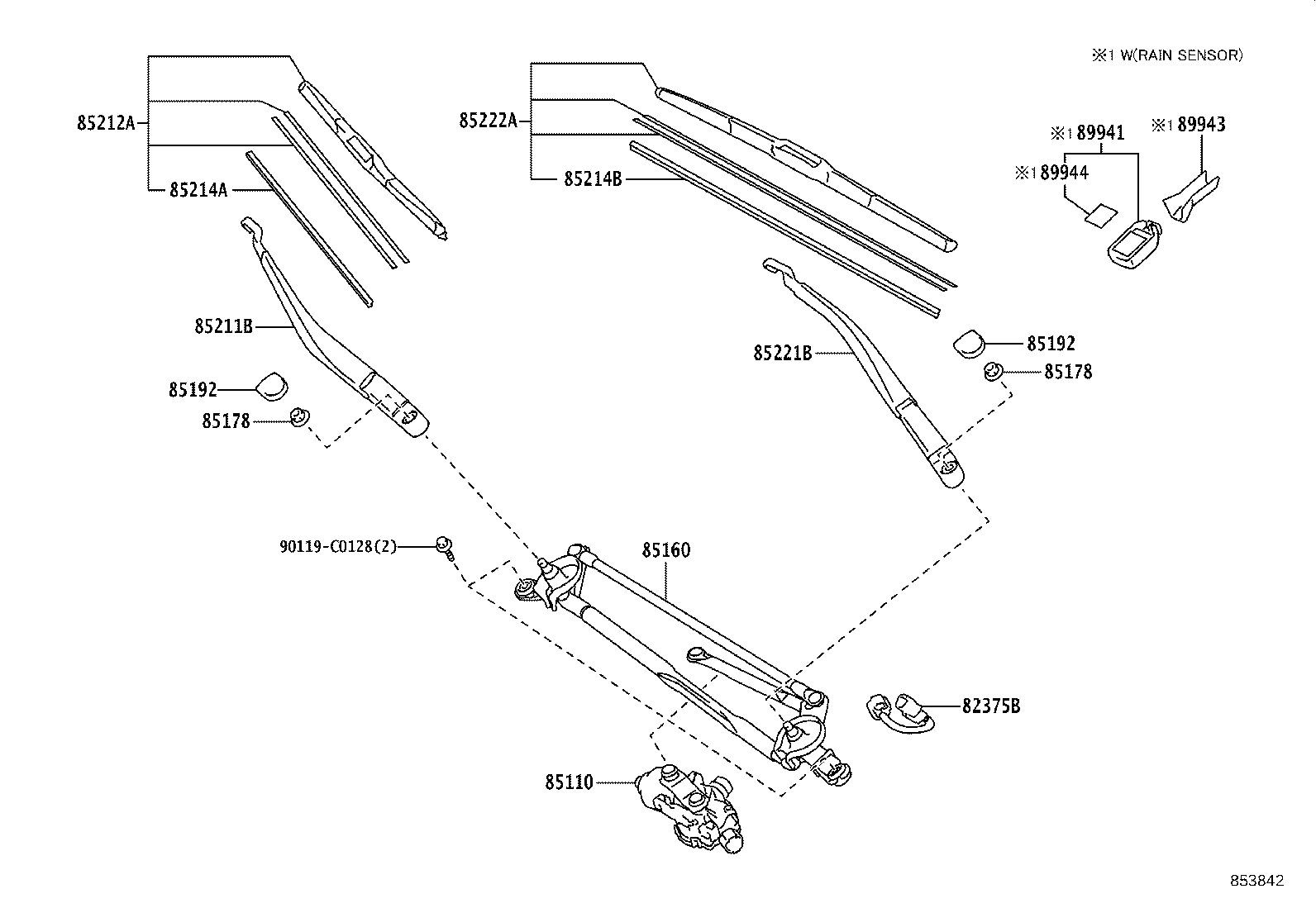 85214-0G050 RUBBER, WIPER, LH product image