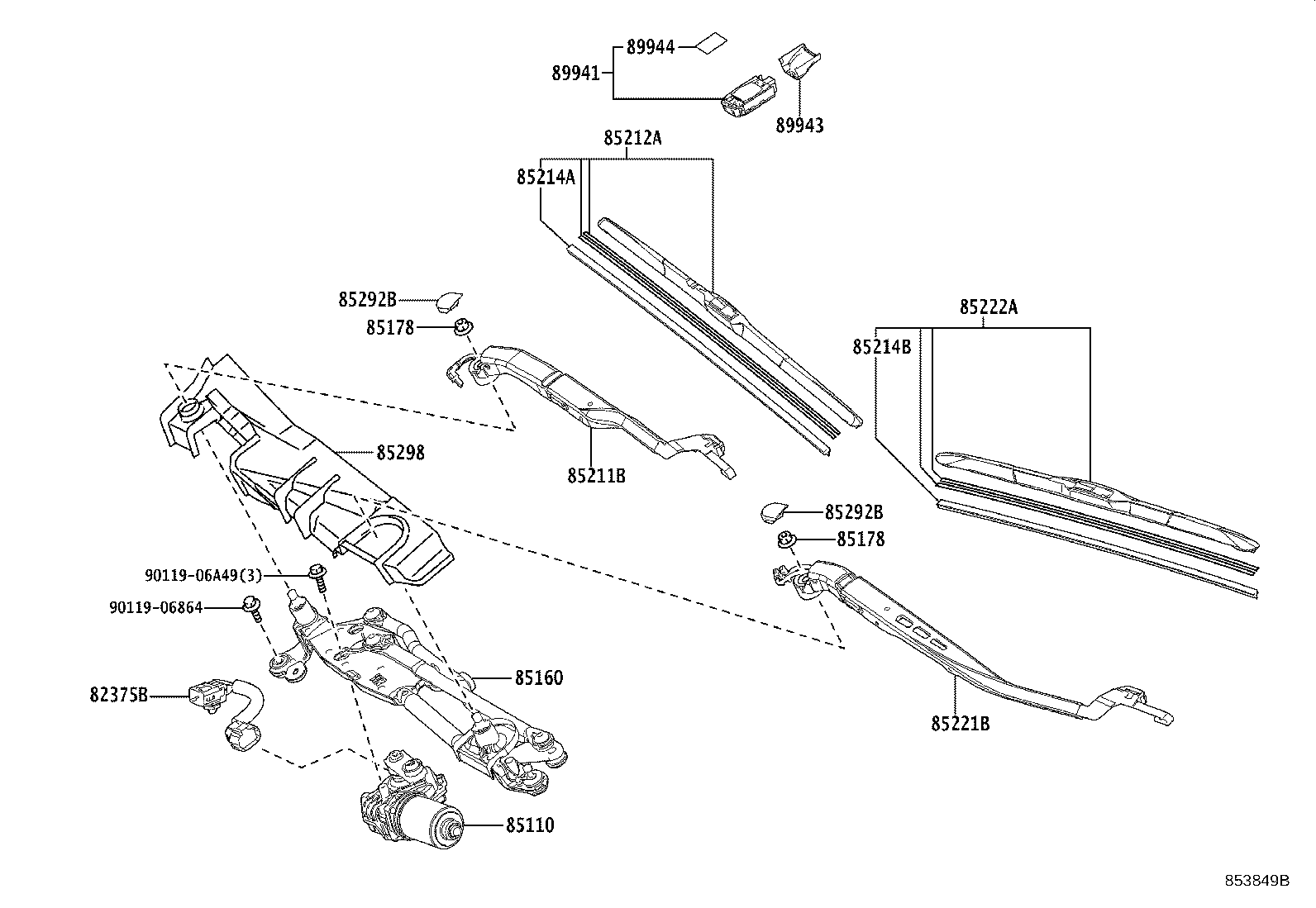 85214-11010 RUBBER, WIPER, RH product image