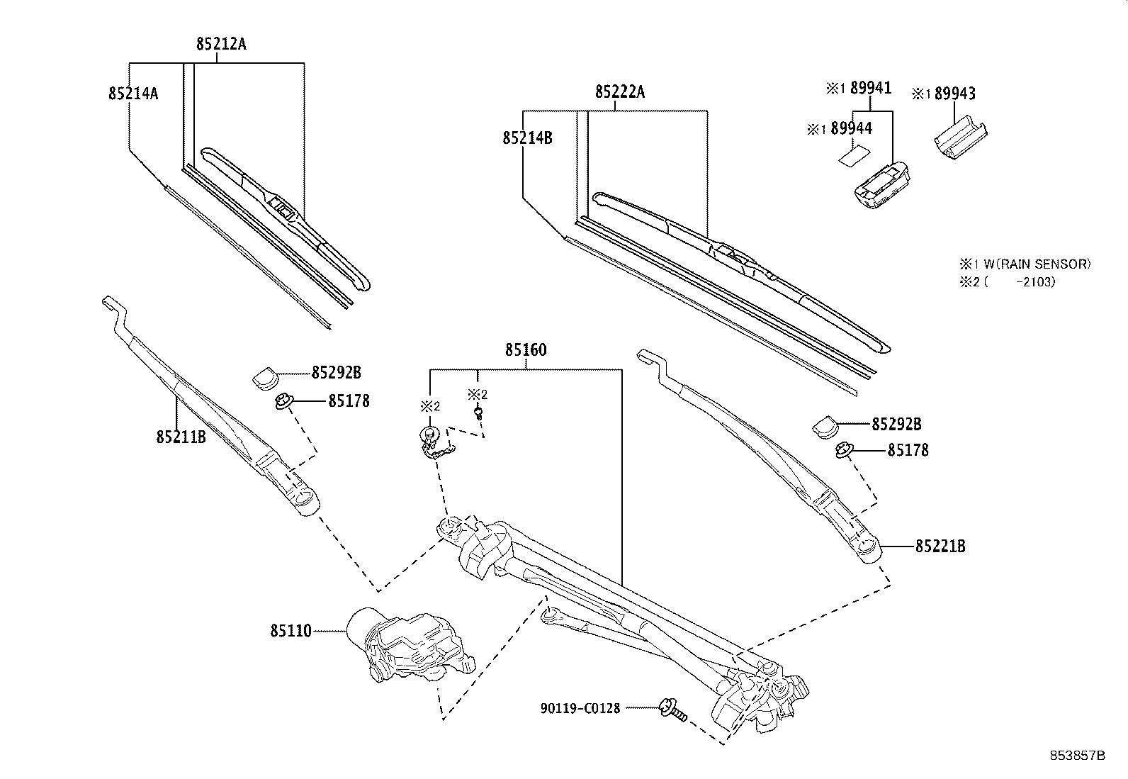 85214-0E160 RUBBER, WIPER, RH product image