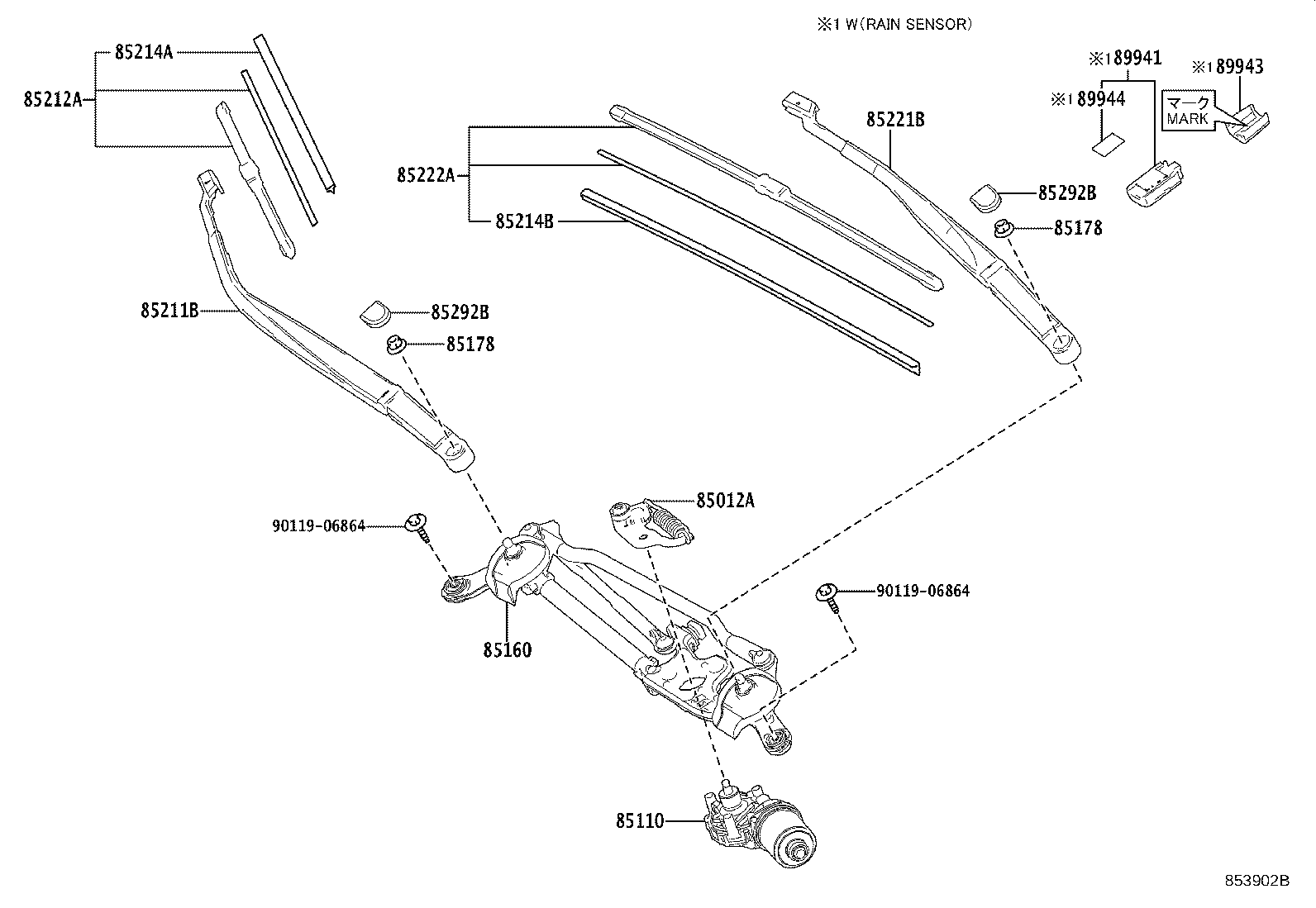 85212-10181 BLADE, FR WIPER, RH product image