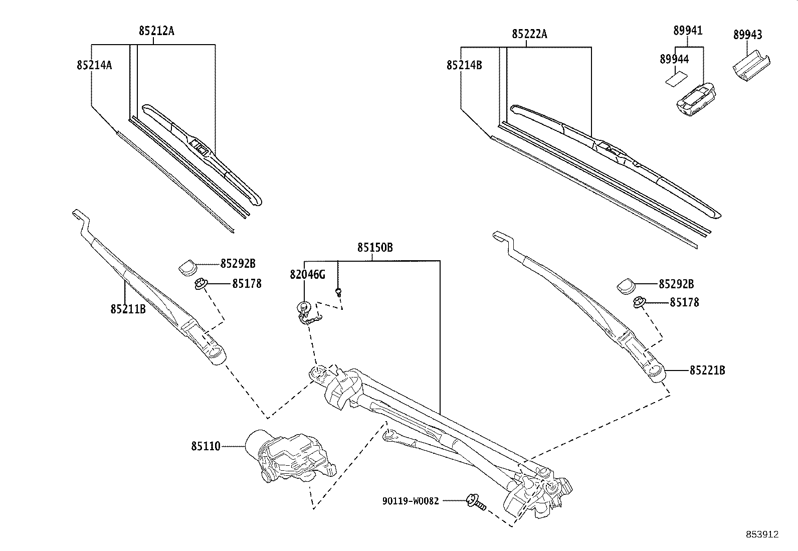 85212-33350 BLADE, FR WIPER, RH product image