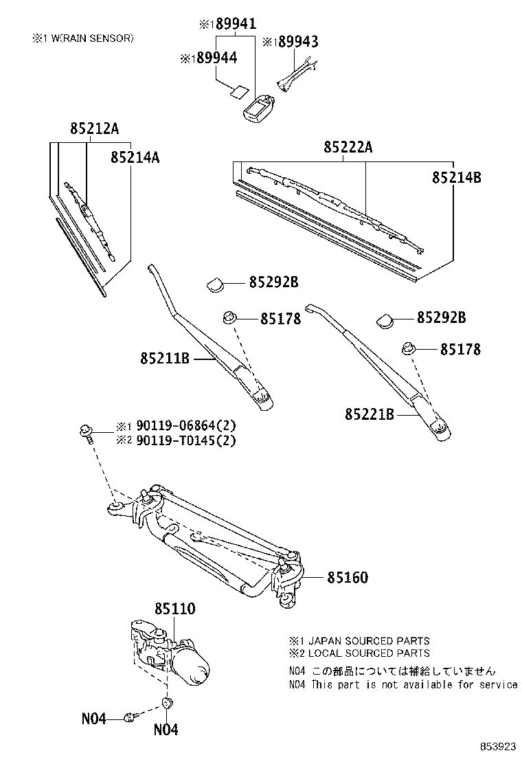 85214-0D240 RUBBER, WIPER, RH product image