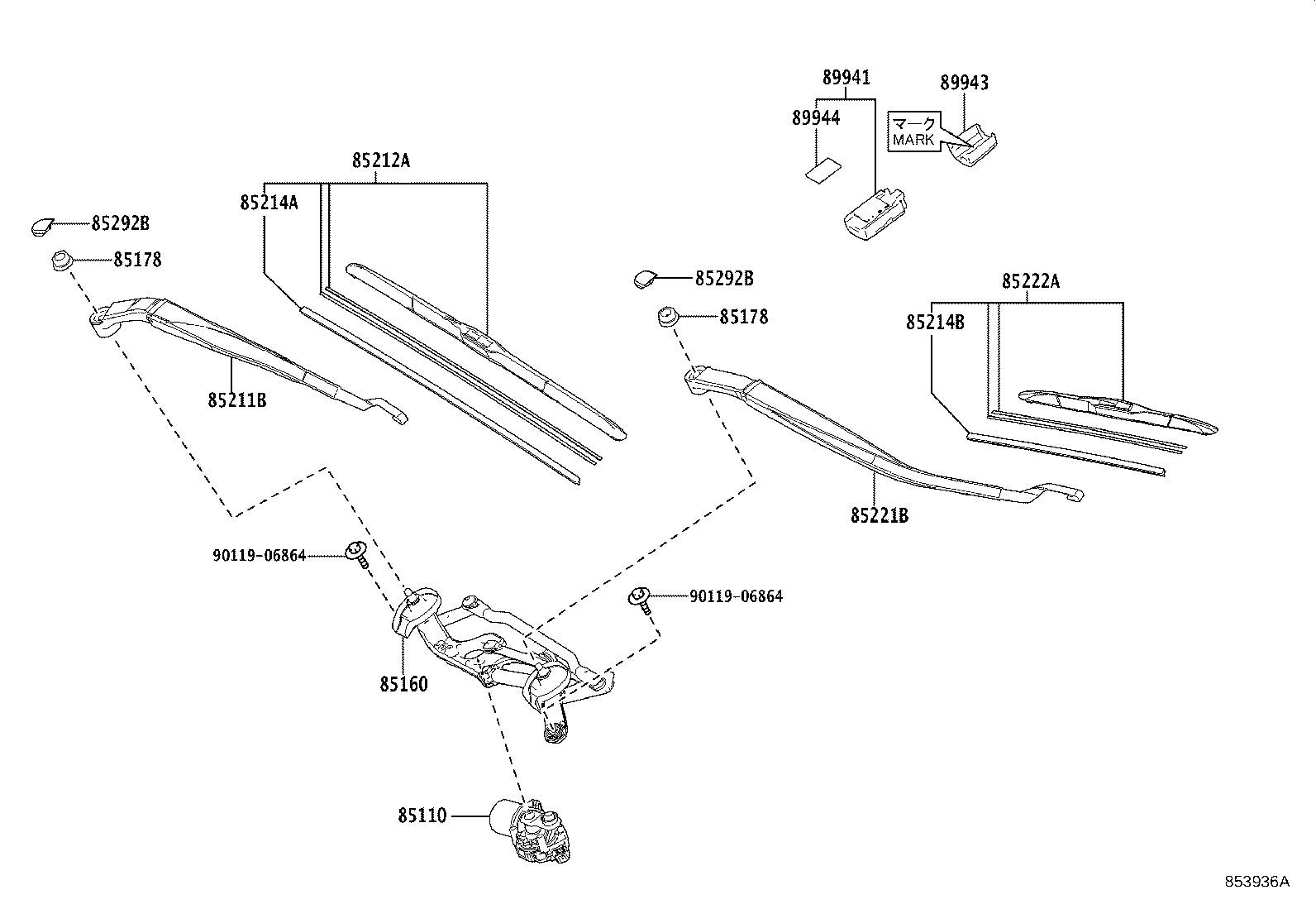 85212-10190 BLADE, FR WIPER, RH product image