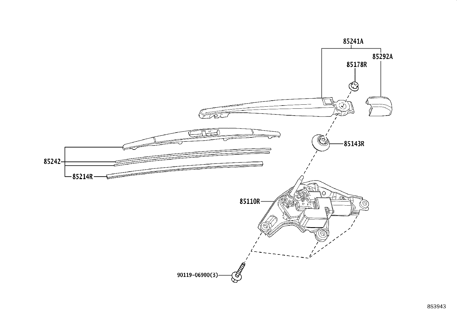 85244-12050 CAP, REAR WIPER ARM HEAD product image