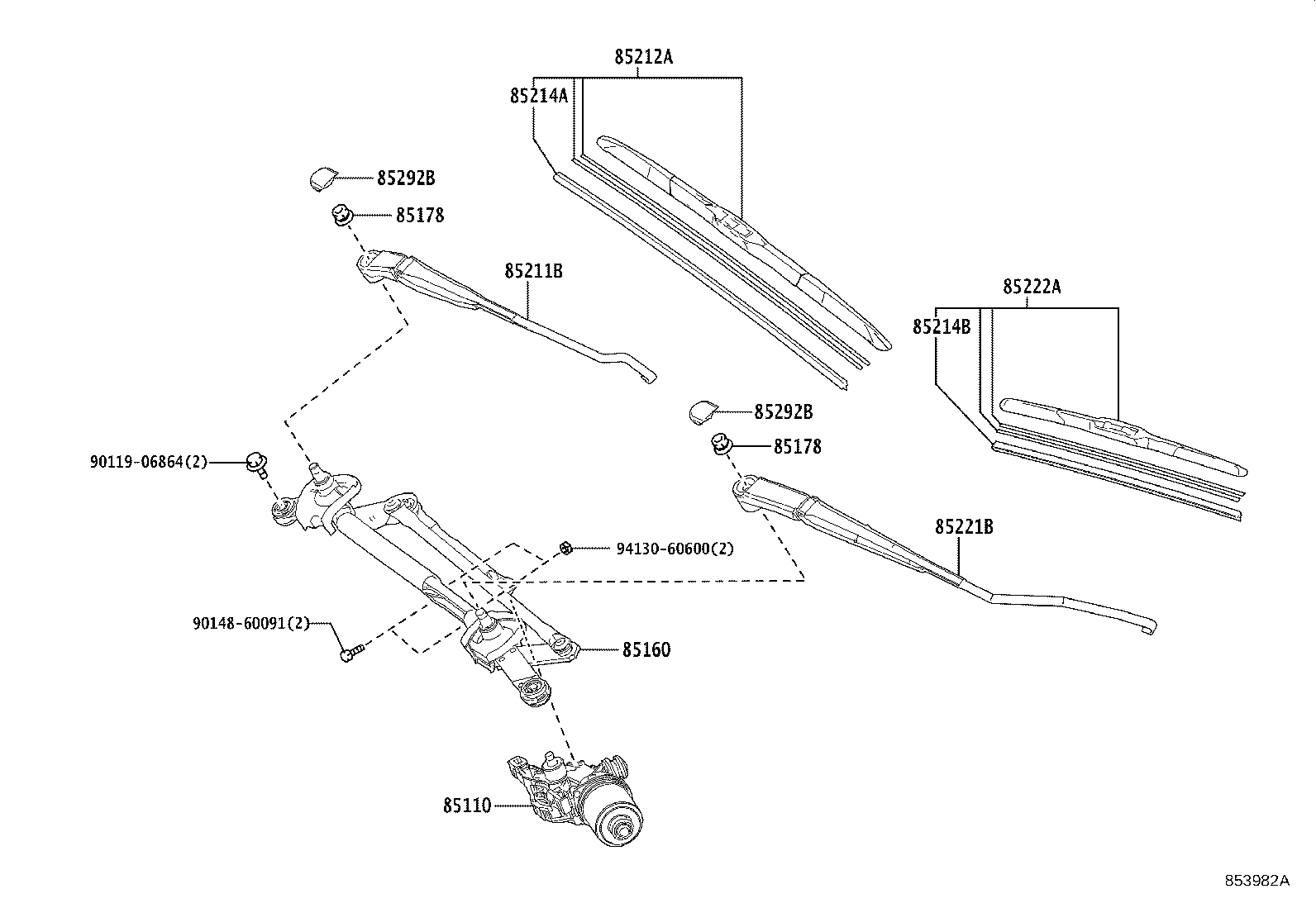 85214-10140 RUBBER, WIPER, RH product image