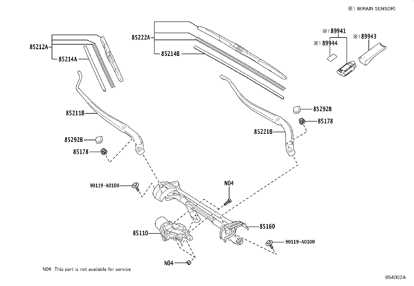 85212-0R080 BLADE, FR WIPER, RH product image