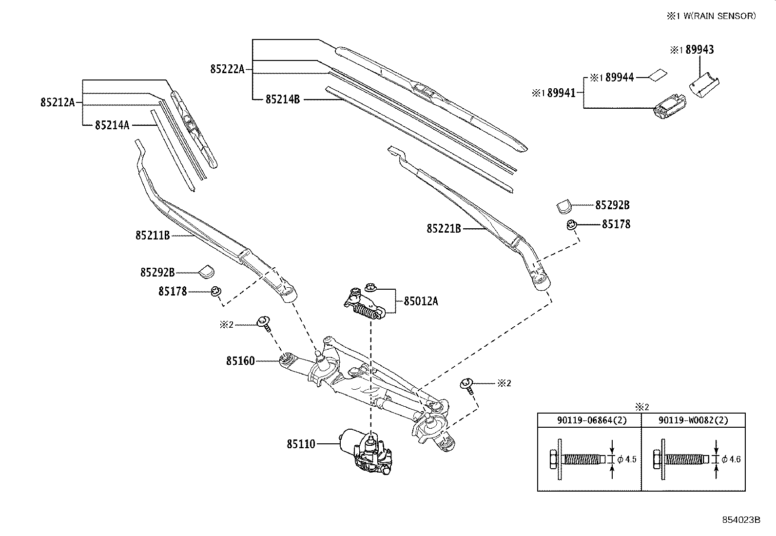 85221-02410 ARM, FRONT WIPER, LH product image