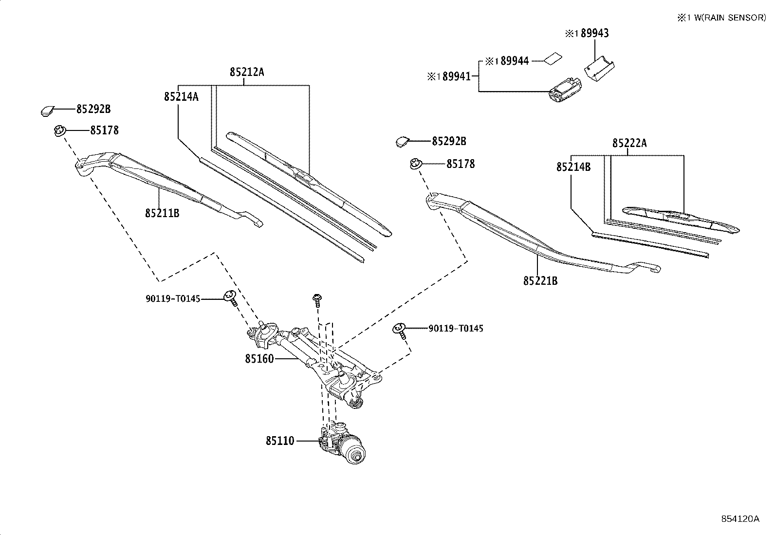 85221-02460 ARM, FRONT WIPER, LH product image