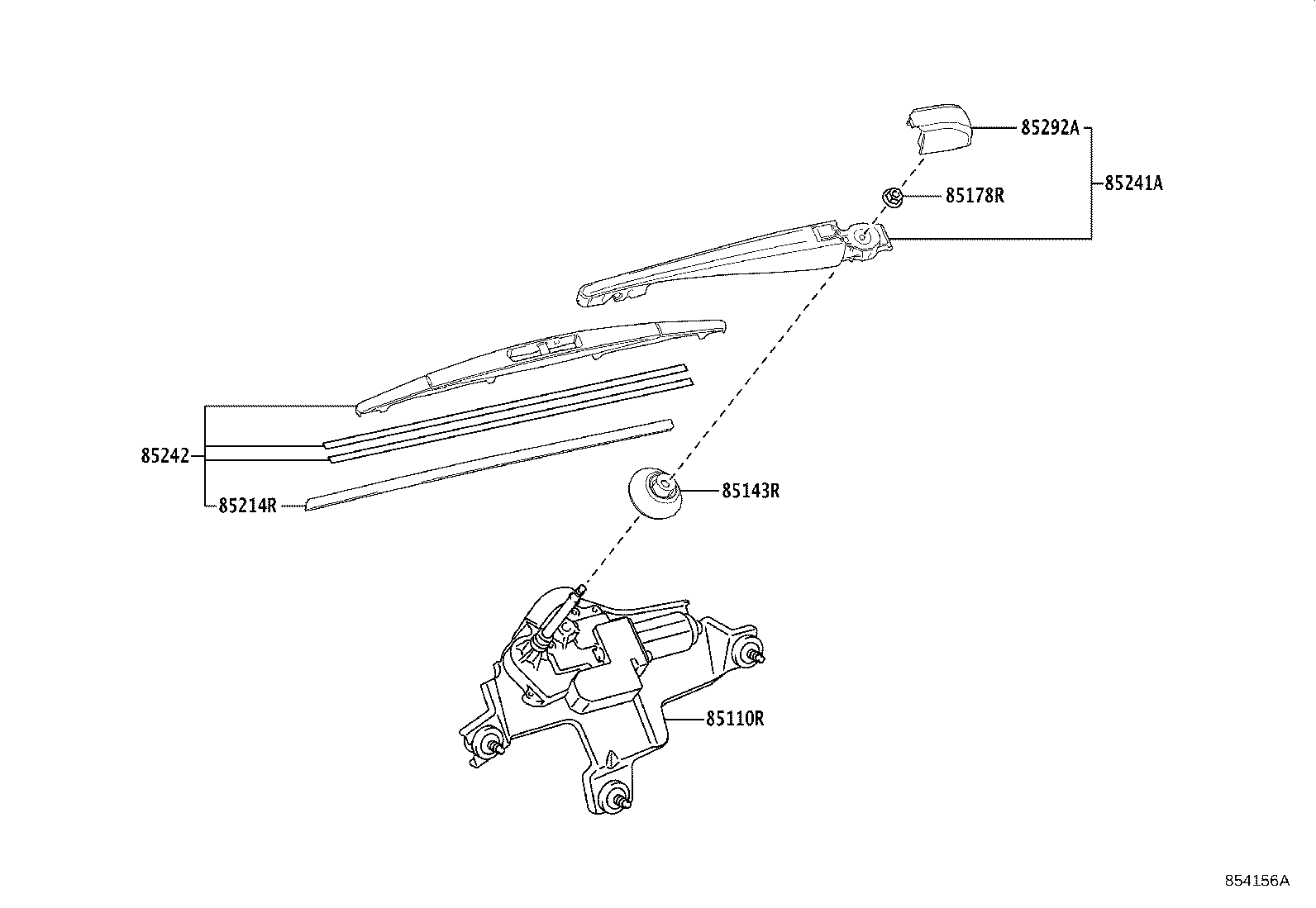 85130-42101 MOTOR ASSY, REAR WIPER product image