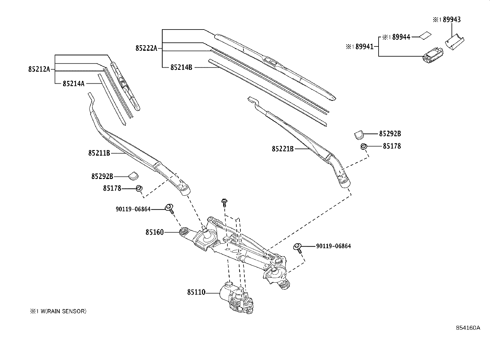 85211-02491 ARM, FRONT WIPER, RH product image