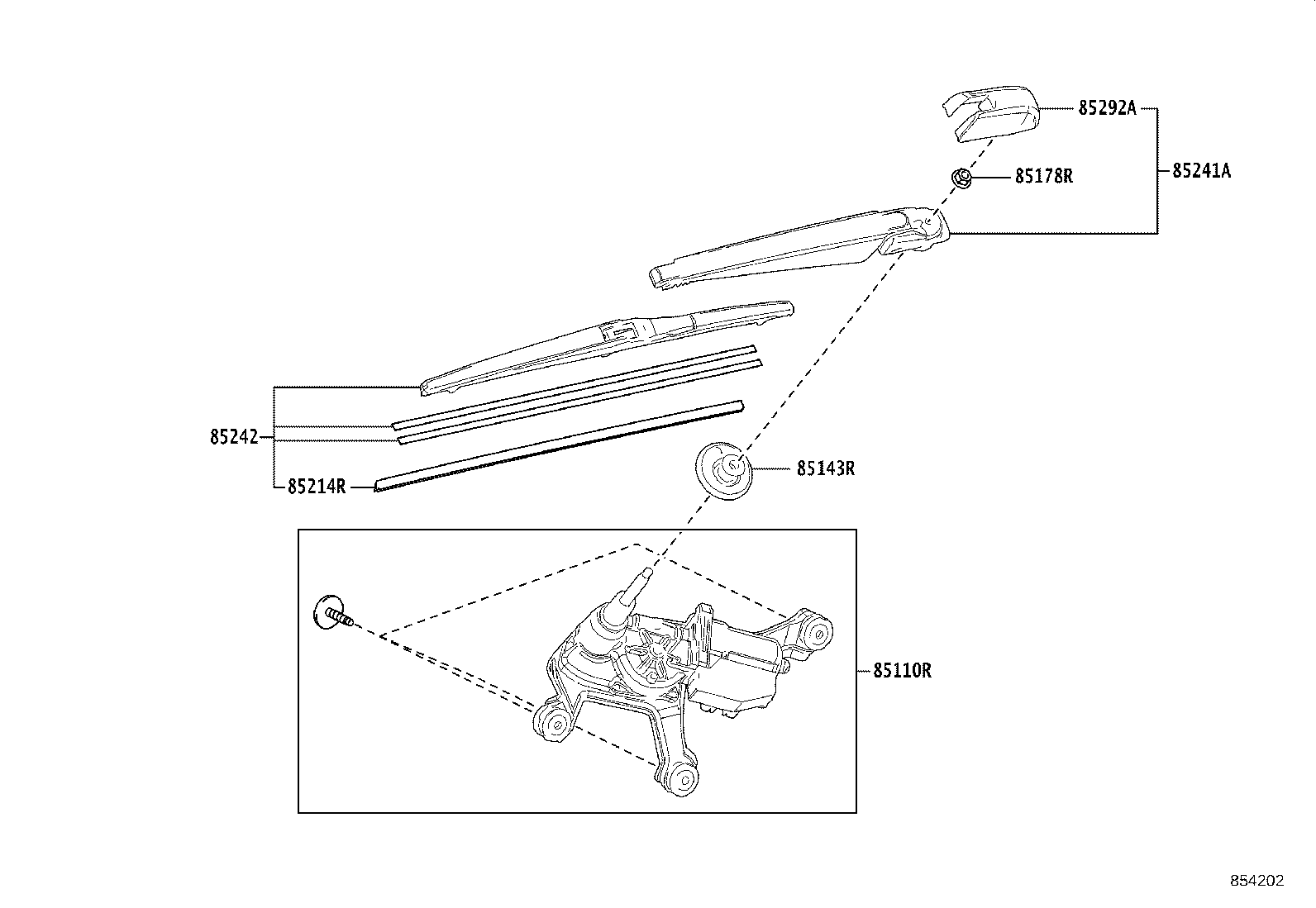85242-0R050 BLADE, RR WIPER product image