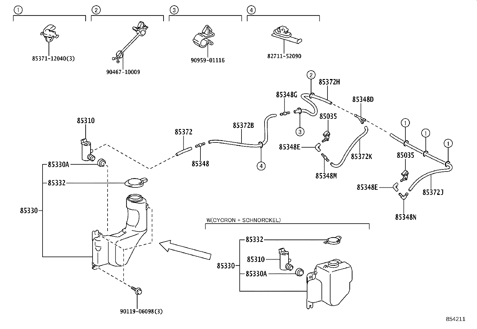 85330-60200 MOTOR AND PUMP ASSY, WINDSHIELD WASHER product image