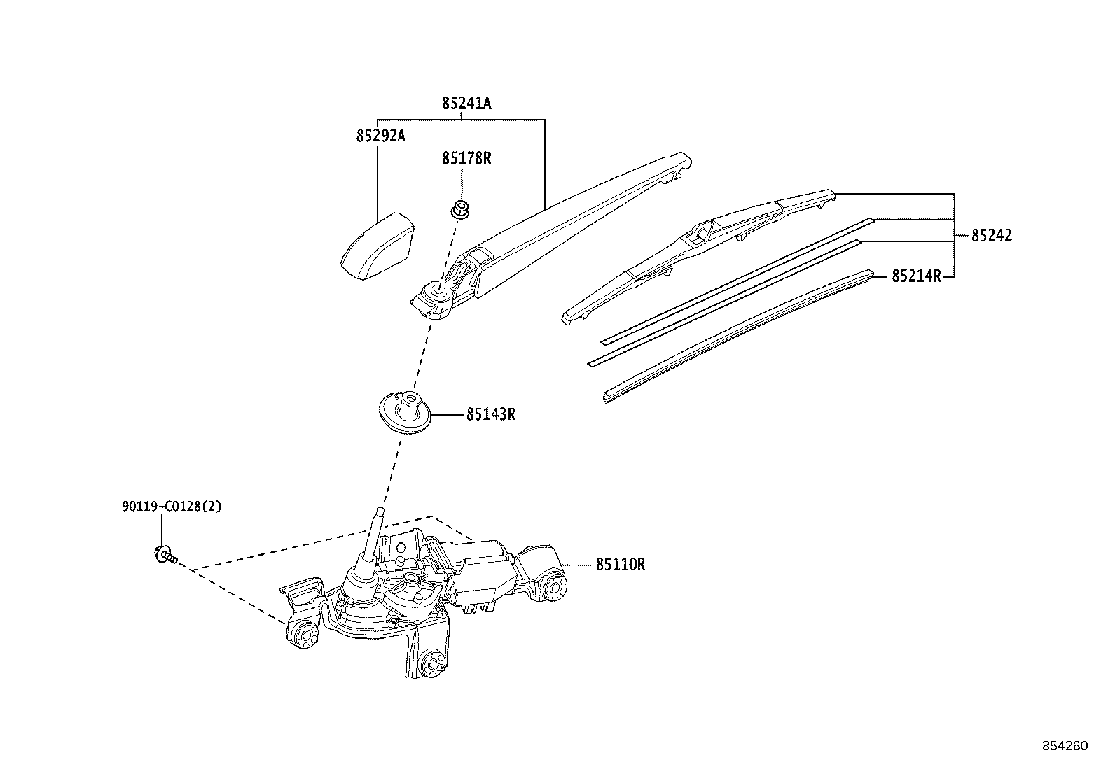 85130-F4060 MOTOR ASSY, REAR WIPER product image