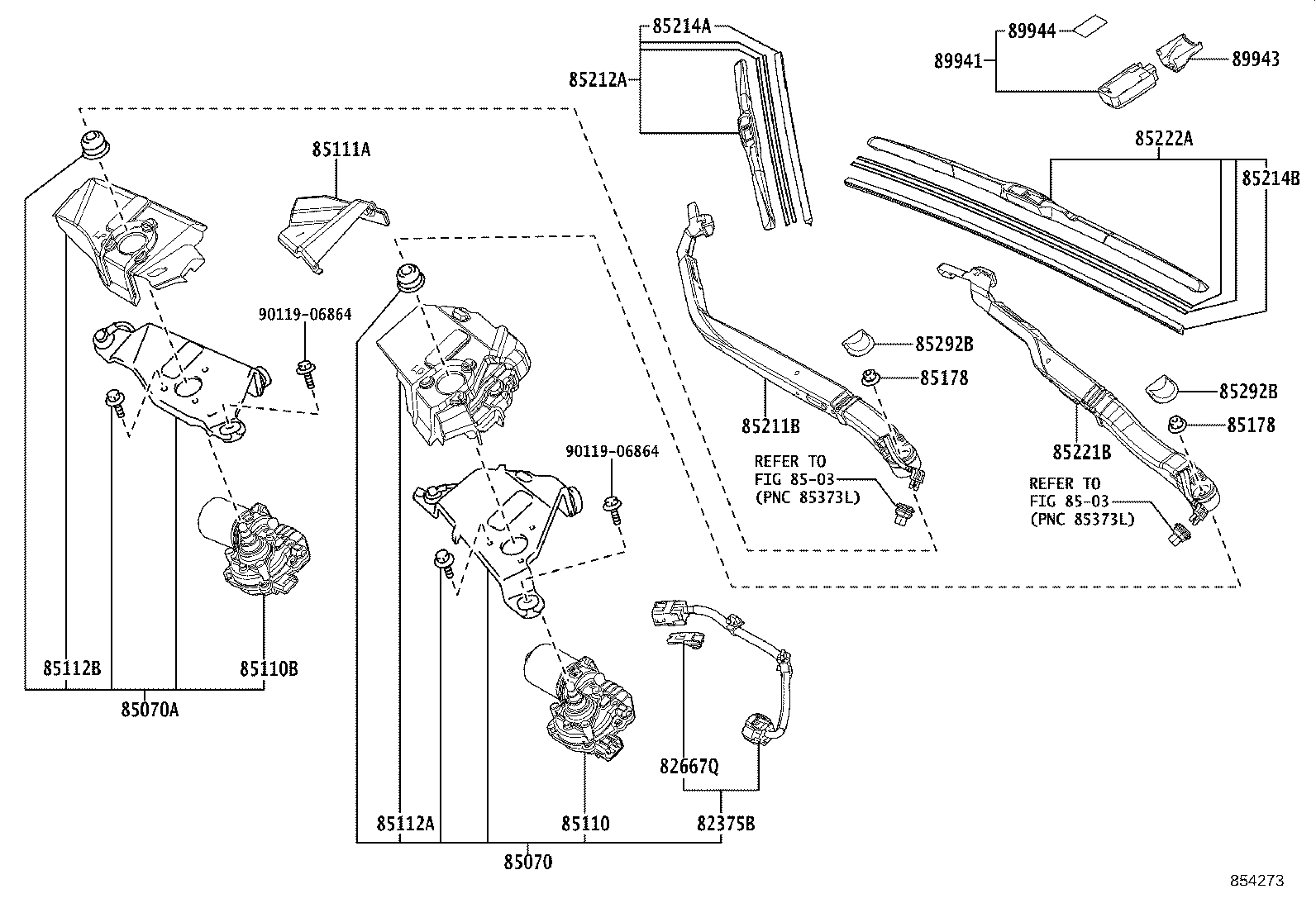 85070-11030 MOTOR & BRACKET ASSY, FRONT WIPER product image