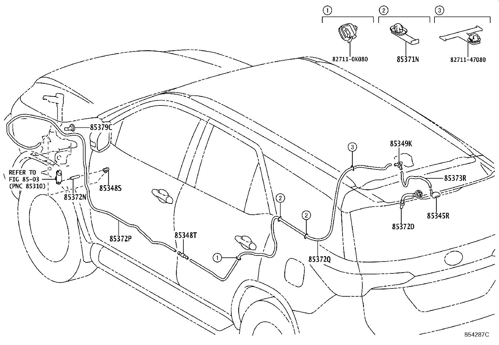90068-33019 HOSE, REAR WASHER (FROM JOINT TO JOINT), NO.1 product image