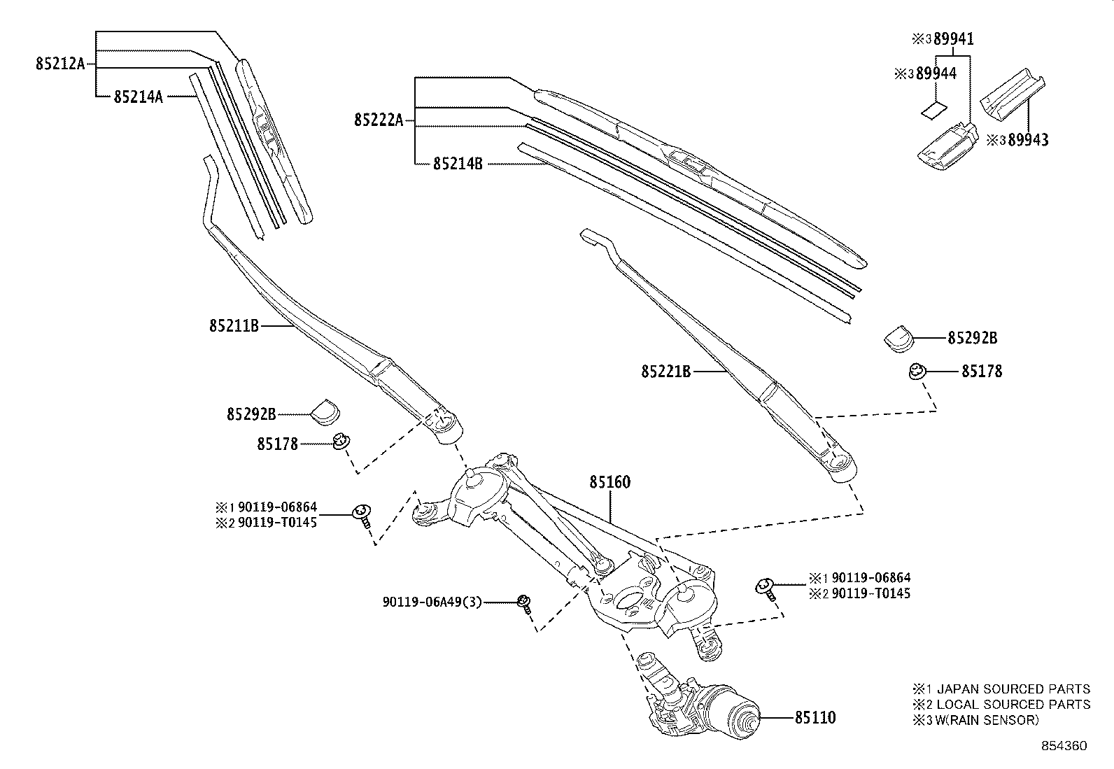 85214-0A180 RUBBER, WIPER, RH product image