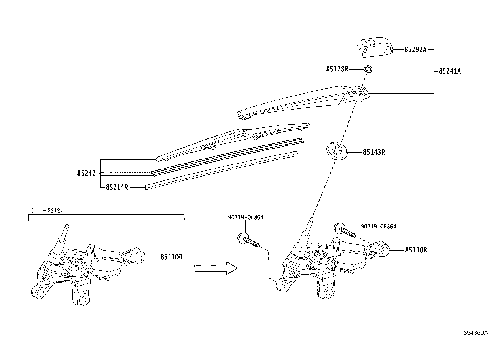 85130-48100 MOTOR ASSY, REAR WIPER product image