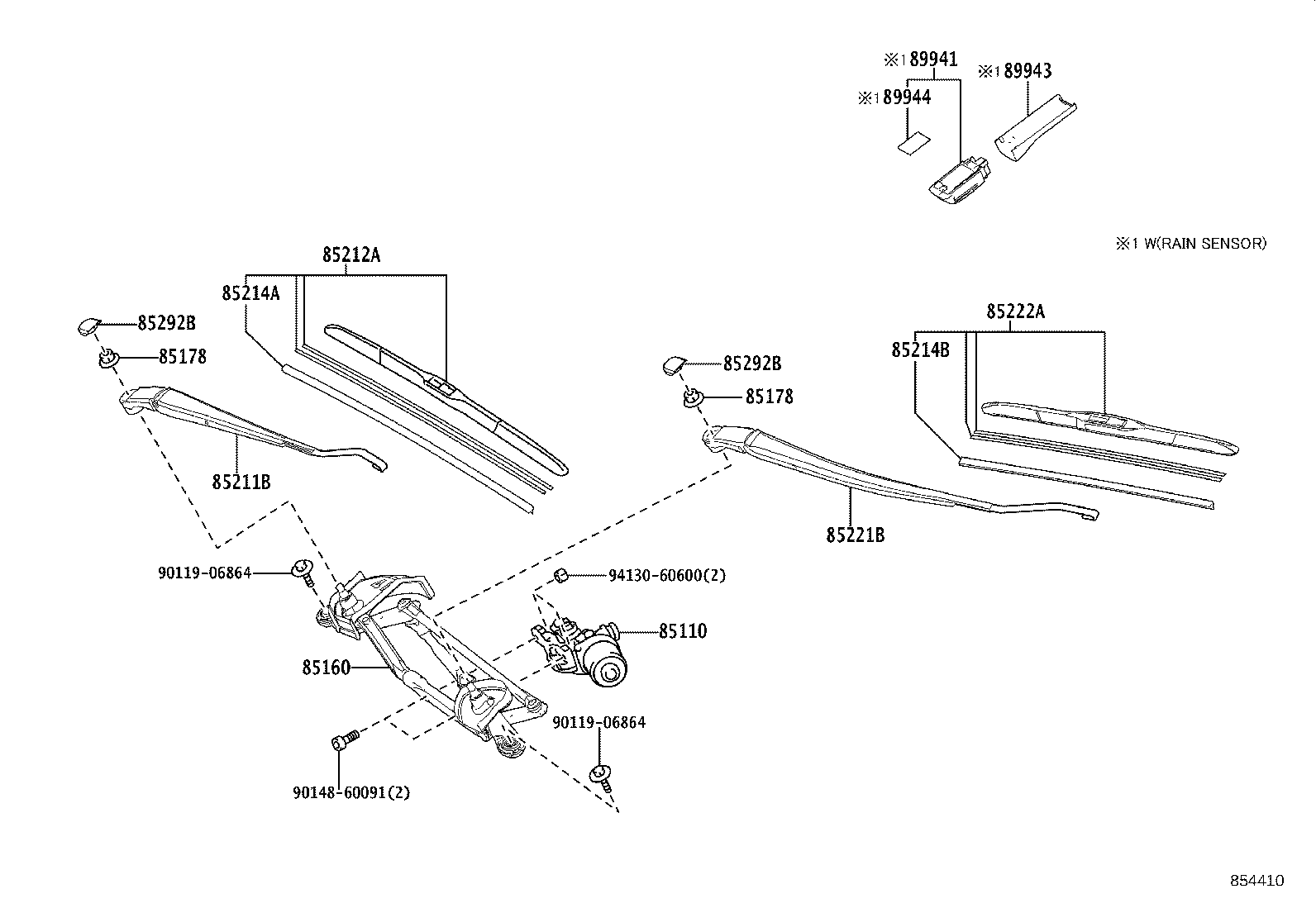 85221-K0010 ARM, FRONT WIPER, LH product image