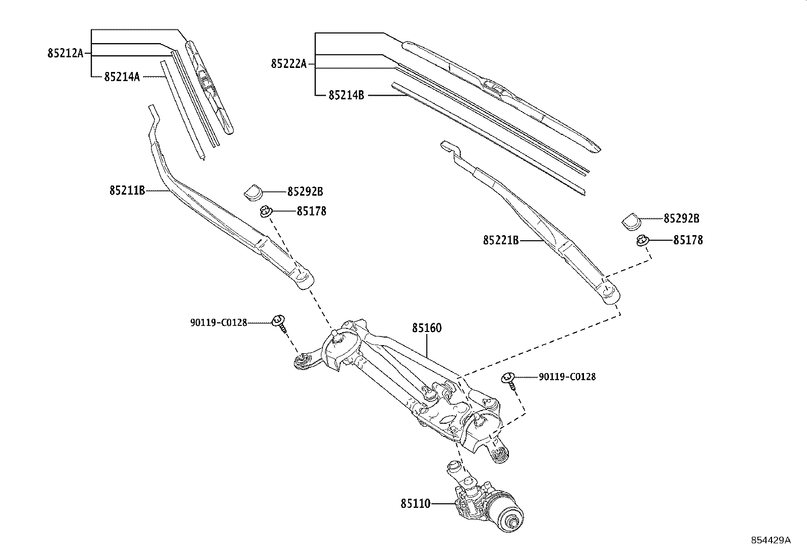 85221-F4061 ARM, FRONT WIPER, LH product image